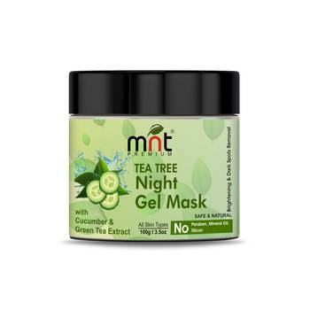 MNT Tea Tree Night Gel Mask with Cucumber & Green Tea Extract for All Skin Types Skin Brightening 1