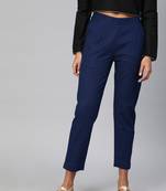 Blue plain cotton trousers