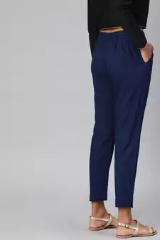 Blue plain cotton trousers