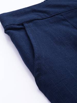 Blue plain cotton trousers 4