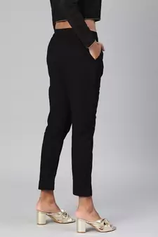 Black plain cotton trousers