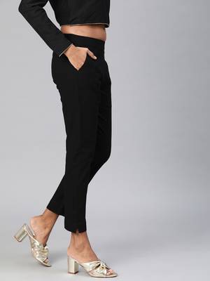 Black plain cotton trousers 3