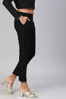 Black plain cotton trousers