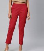 Maroon plain cotton trousers