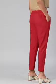 Maroon plain cotton trousers