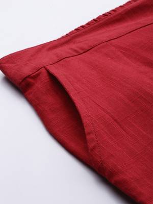 Maroon plain cotton trousers 4