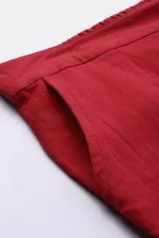 Maroon plain cotton trousers