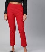 Red plain cotton trousers