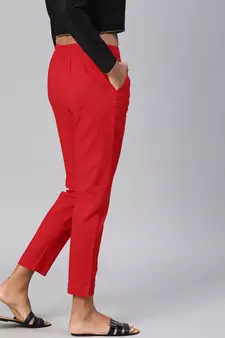 Red plain cotton trousers