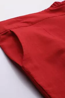 Red plain cotton trousers