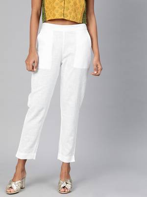 White plain cotton trousers 1