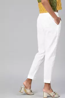 White plain cotton trousers