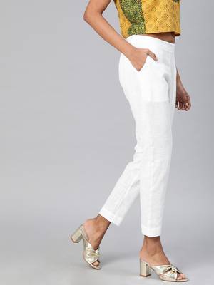 White plain cotton trousers 3