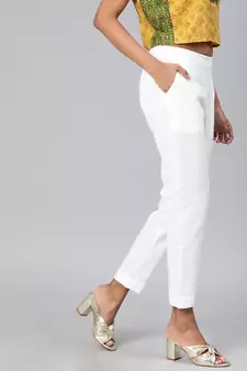White plain cotton trousers