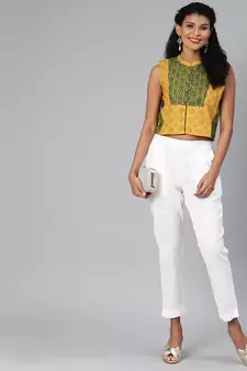 White plain cotton trousers