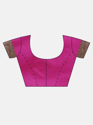 Pink woven silk blend saree with blouse 5