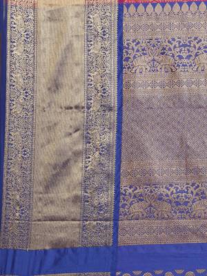 Pink woven silk blend saree with blouse 4