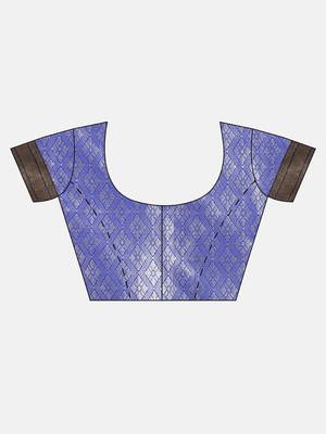 Silver Woven Silk Blend Saree With Blouse 5