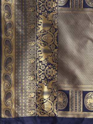 Wine Woven Silk Blend Saree With Blouse 4
