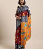 Blue woven linen saree with blouse
