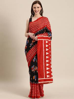Black woven linen saree with blouse 1