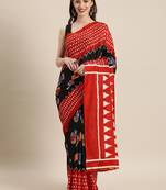 Black woven linen saree with blouse