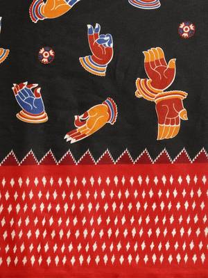 Black woven linen saree with blouse 3