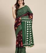 Brown woven linen saree with blouse