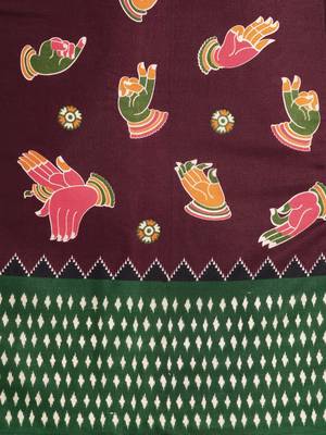 Brown woven linen saree with blouse 3