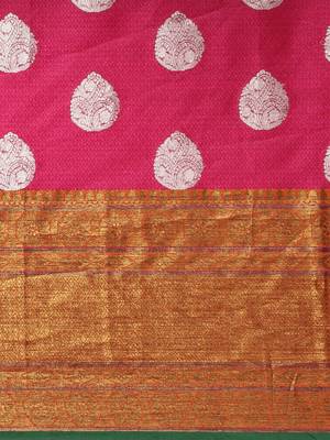 Silver woven silk blend saree with blouse 3