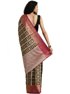 Black Woven Tissue Saree With Blouse 2