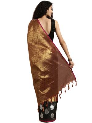 Copper woven tissue saree with blouse 2
