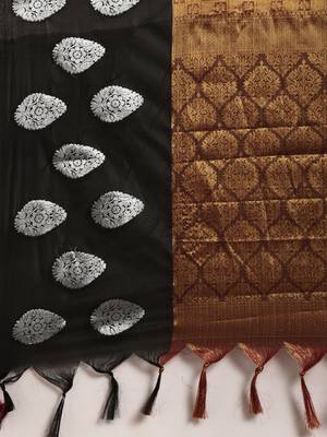 Copper woven tissue saree with blouse 4