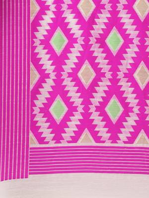 White Woven Cotton Silk Saree With Blouse 4