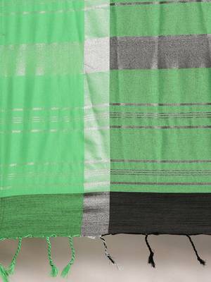 Black woven linen saree with blouse 4
