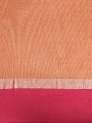 Orange woven linen saree with blouse 3