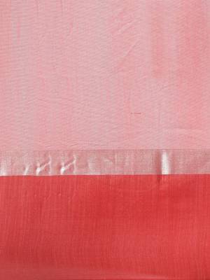 Peach woven linen saree with blouse 3