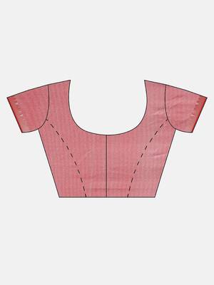 Peach woven linen saree with blouse 5