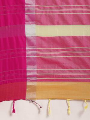 Mustard woven linen saree with blouse 4