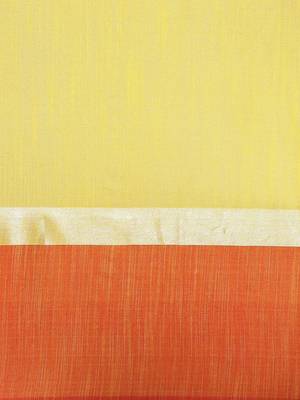 Yellow Woven Linen Saree With Blouse 3