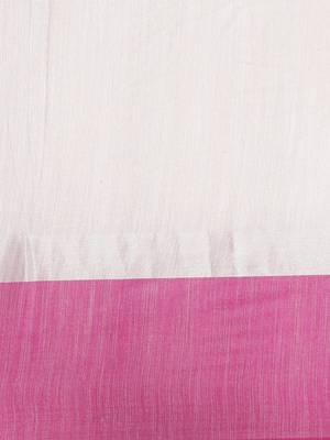 White woven linen saree with blouse 3