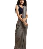 Grey woven silk blend saree with blouse