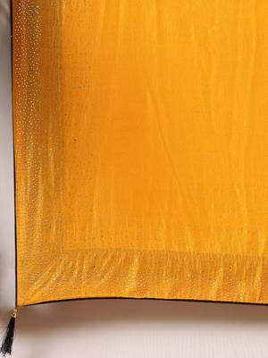 Yellow woven silk blend saree with blouse 4