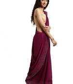 Wine woven silk blend saree with blouse