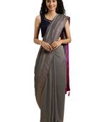 Grey woven silk blend saree with blouse
