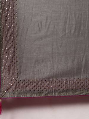 Grey woven silk blend saree with blouse 4
