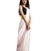 White woven silk blend saree with blouse