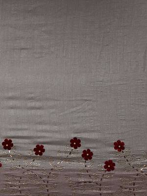 Grey woven silk blend saree with blouse 3