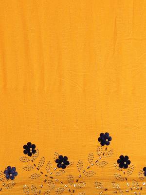 Yellow woven silk blend saree with blouse 3