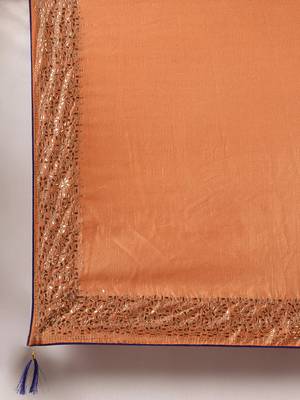 Peach woven silk blend saree with blouse 4